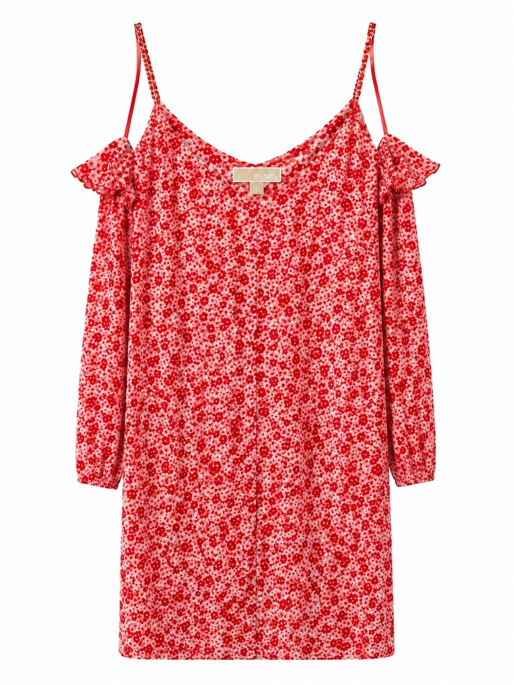 Michael Kors Floral Cold Shoulder Dress Size Large - Picture 2 of 5